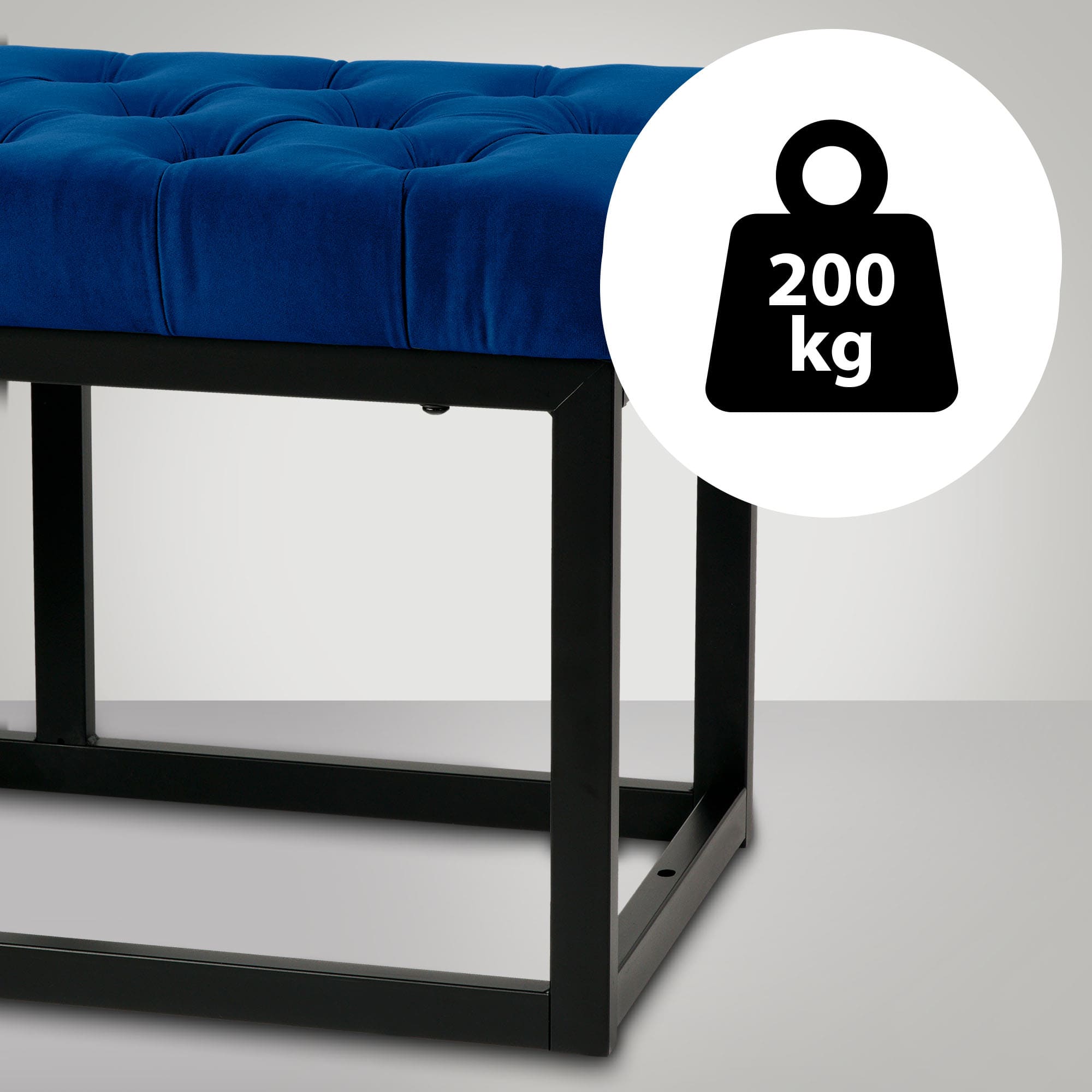 Sitzbank Polson Samt Schwarz blau 120 cm