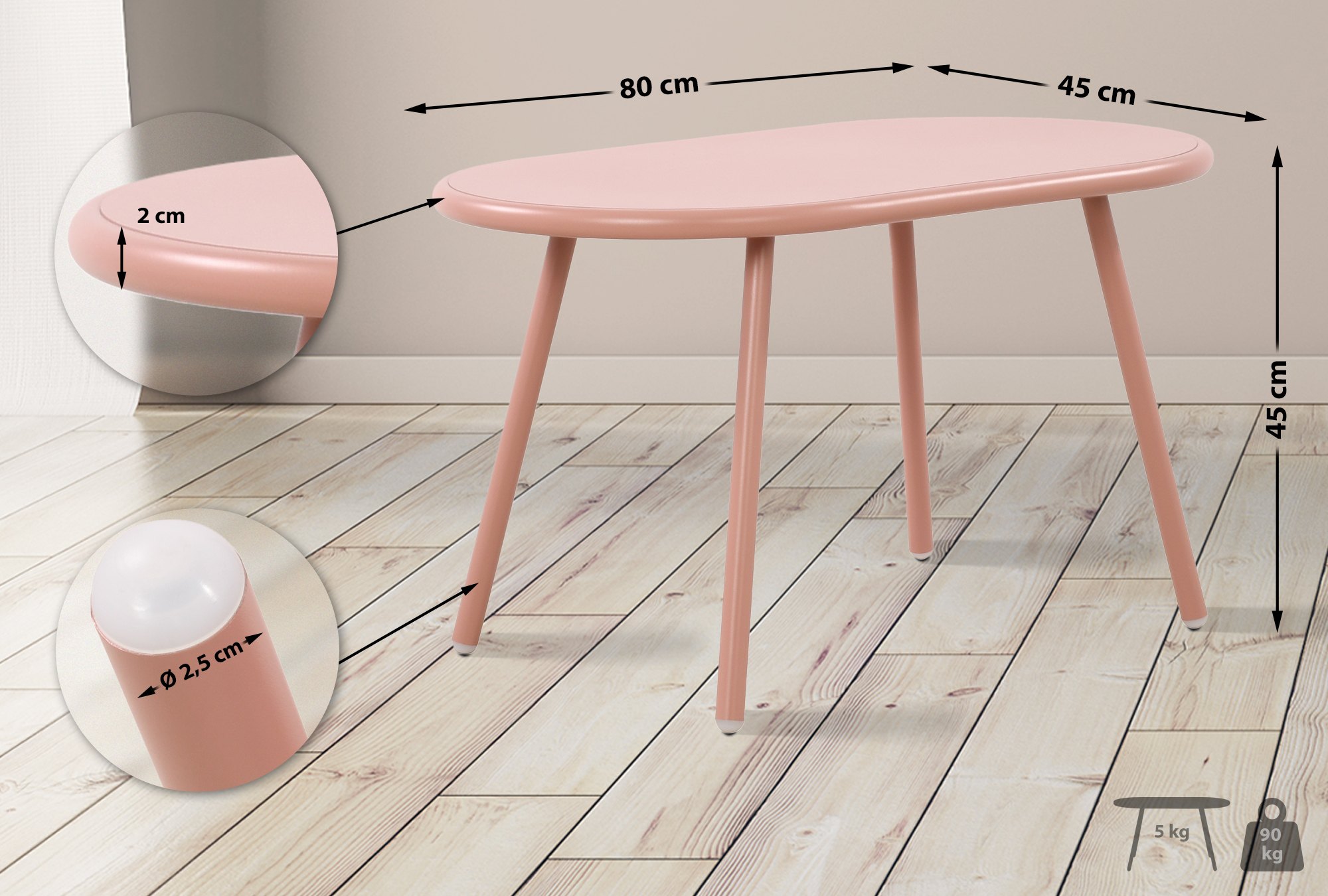 Outdoor Couchtisch Velva pink